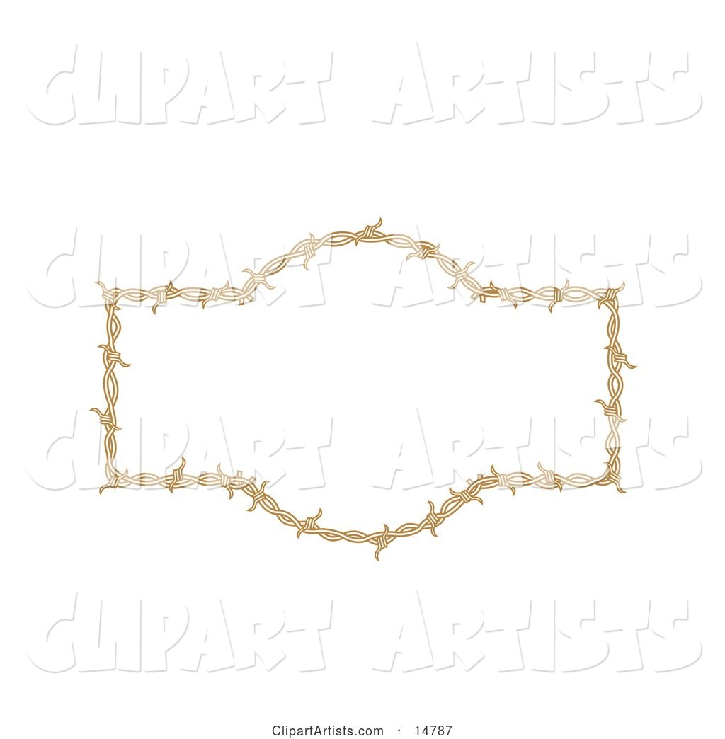 Border Frame of Barbed Wire over a White Background