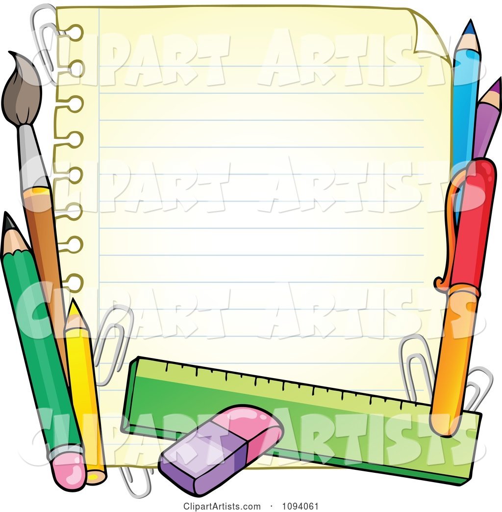 Border of School Supplies and Ruled Paper 1