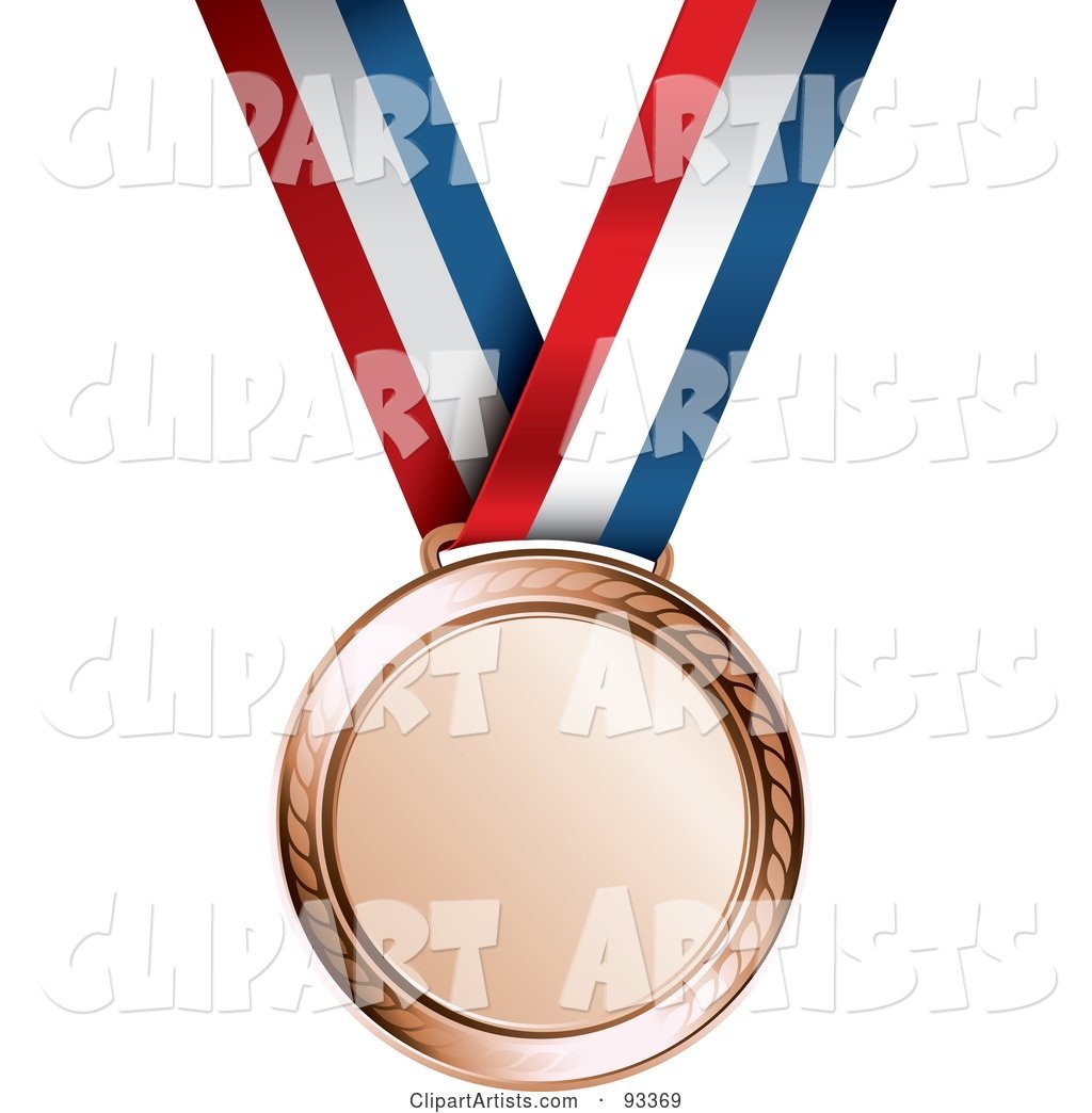 Bronze Medal Award on a Red, White and Blue Ribbon