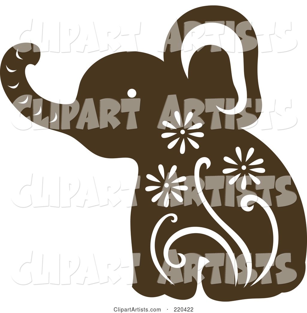 Brown Elephant with White Designs