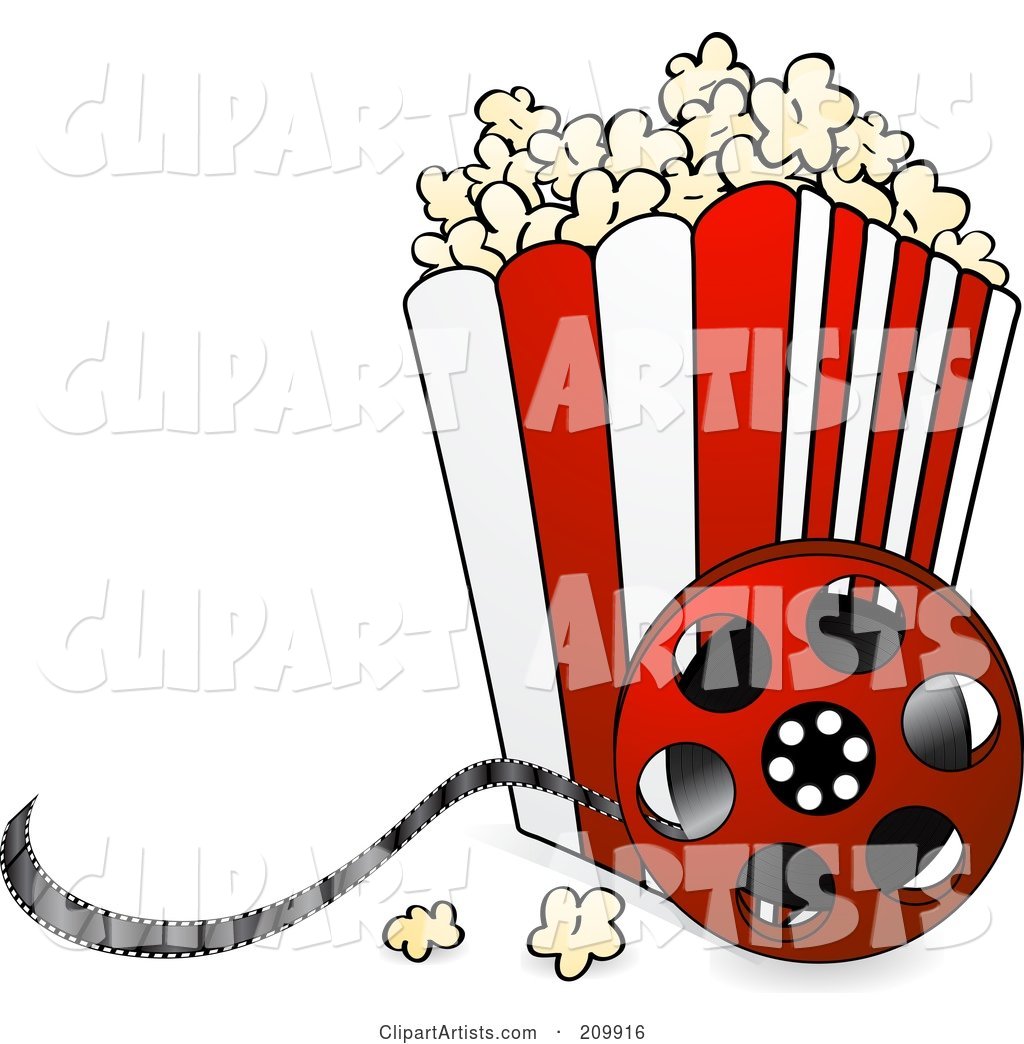Bucket of Popcorn with a Film Reel
