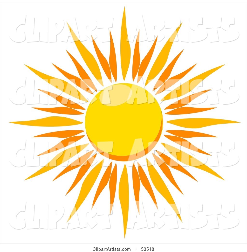 Bursting Hot Summer Sun with Orange Rays
