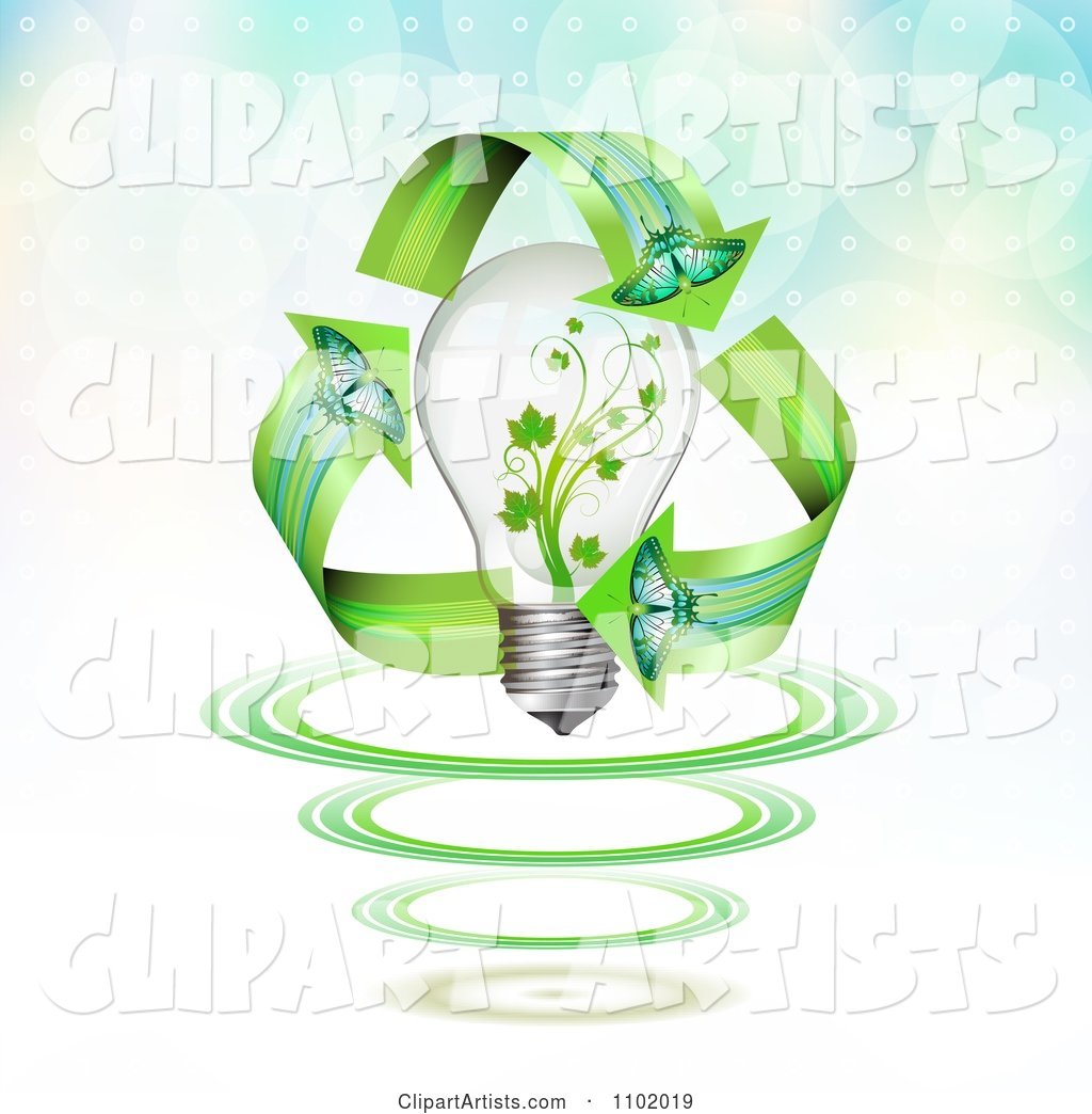 Butterfly Renewable Energy Arrows Around a Vine Light Bulb