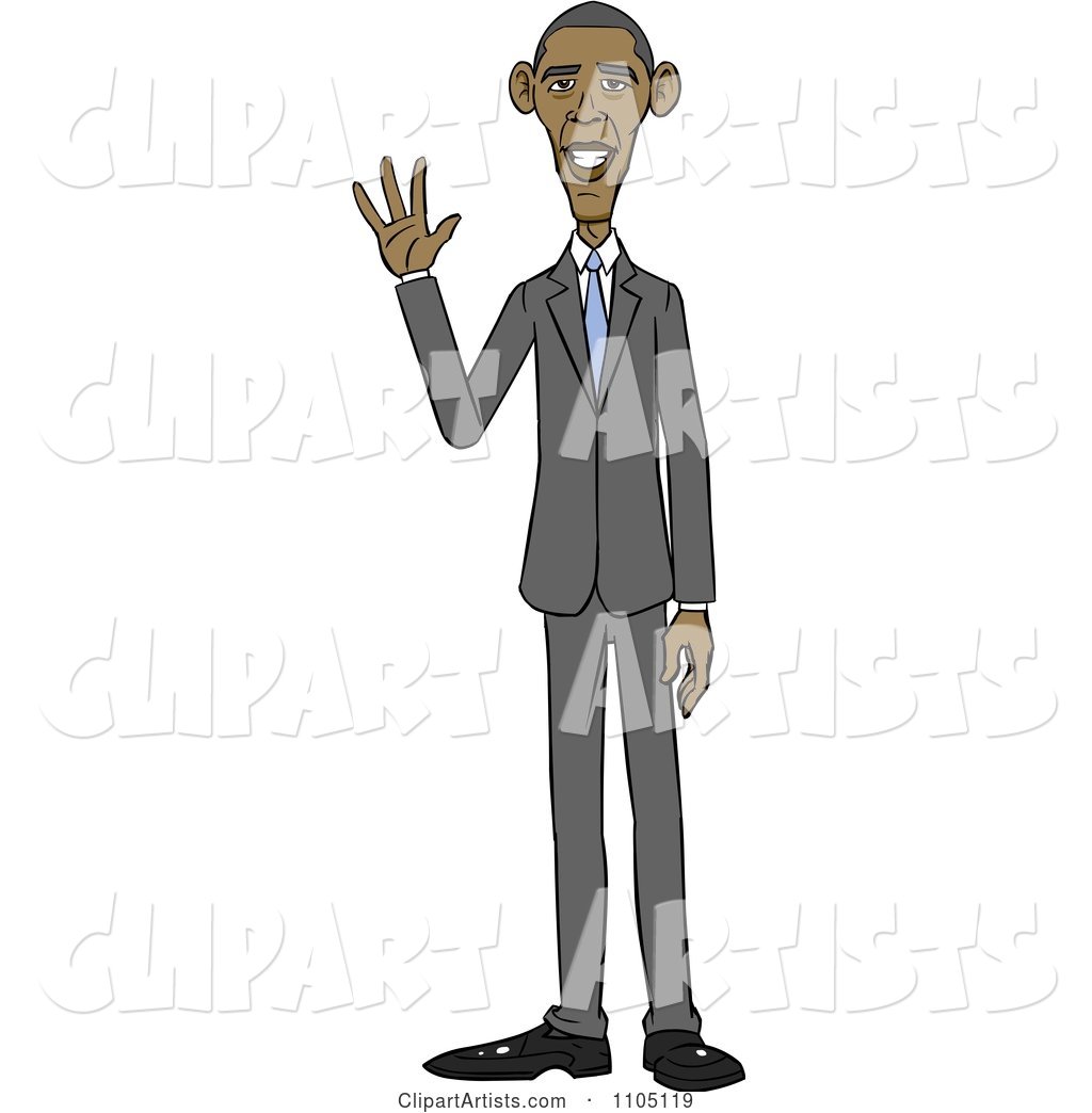 Caricature of Barack Obama Standing and Waving
