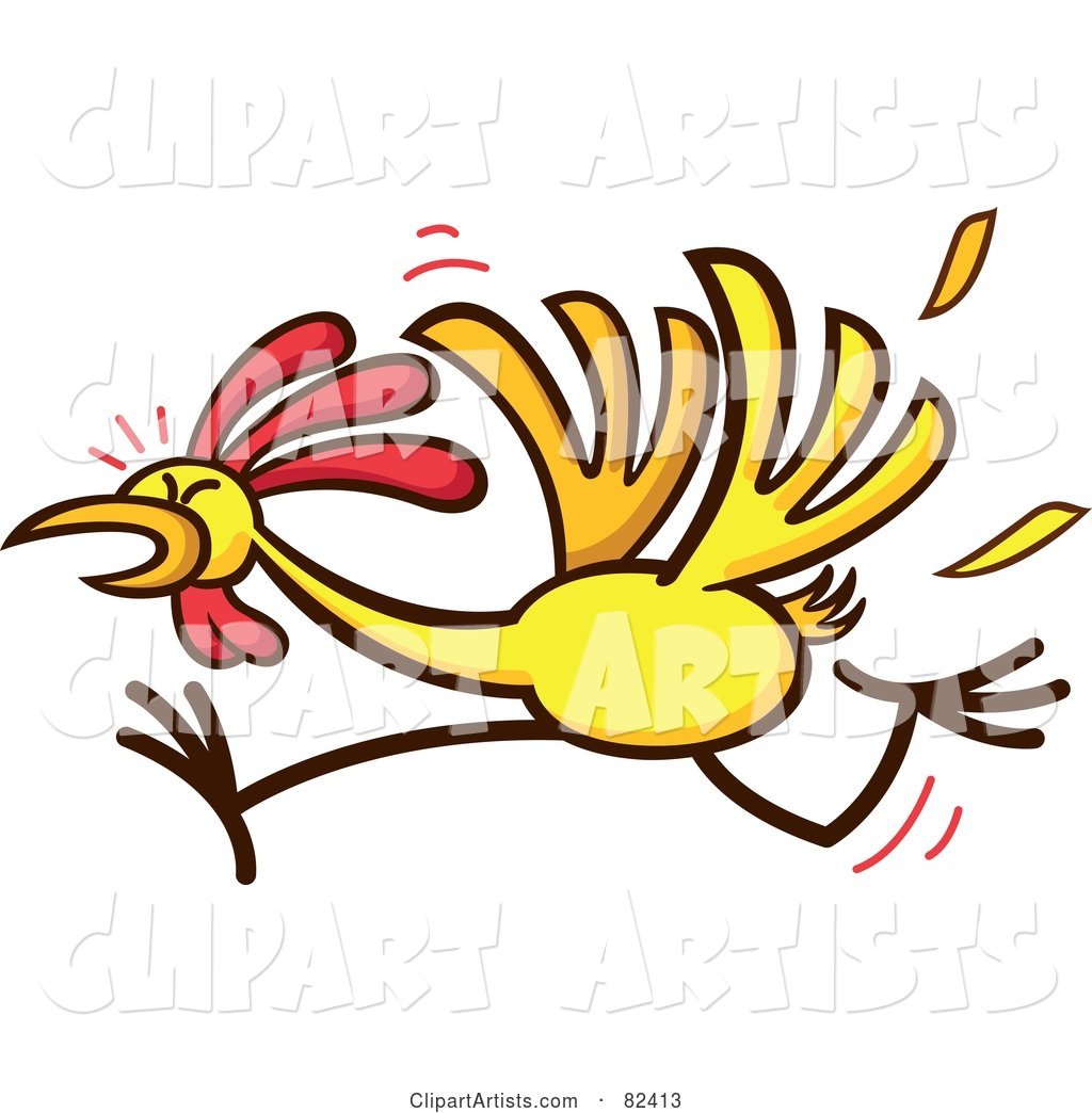Cartoon Chicken Running and Losing Feathers