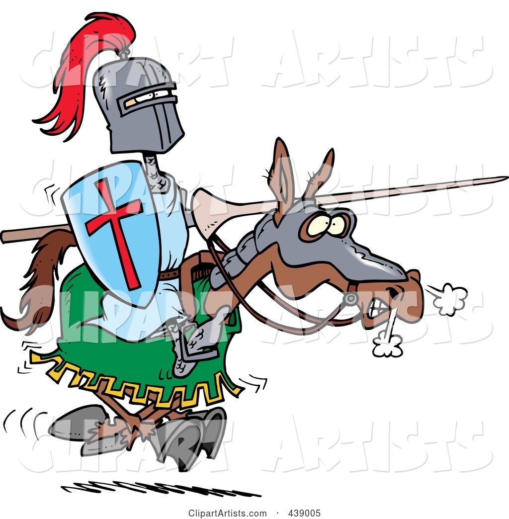 Cartoon Jousting Knight on a Horse