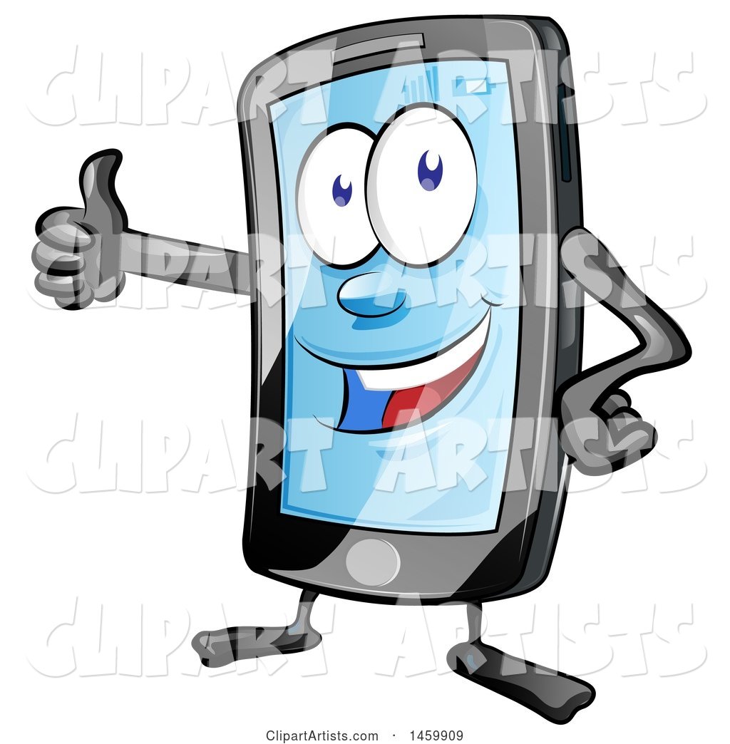 Cartoon Smart Phone Mascot Giving a Thumb up