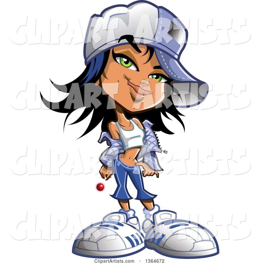 Cartoon Tough Urban Gang Banger Chick Holding a Lolipop