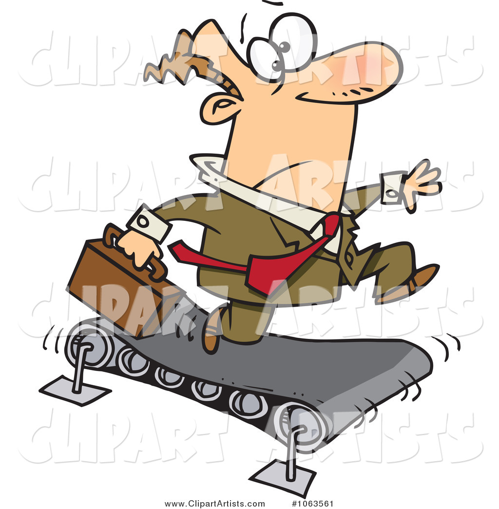 Caucasian Businessman Running on a Treadmill
