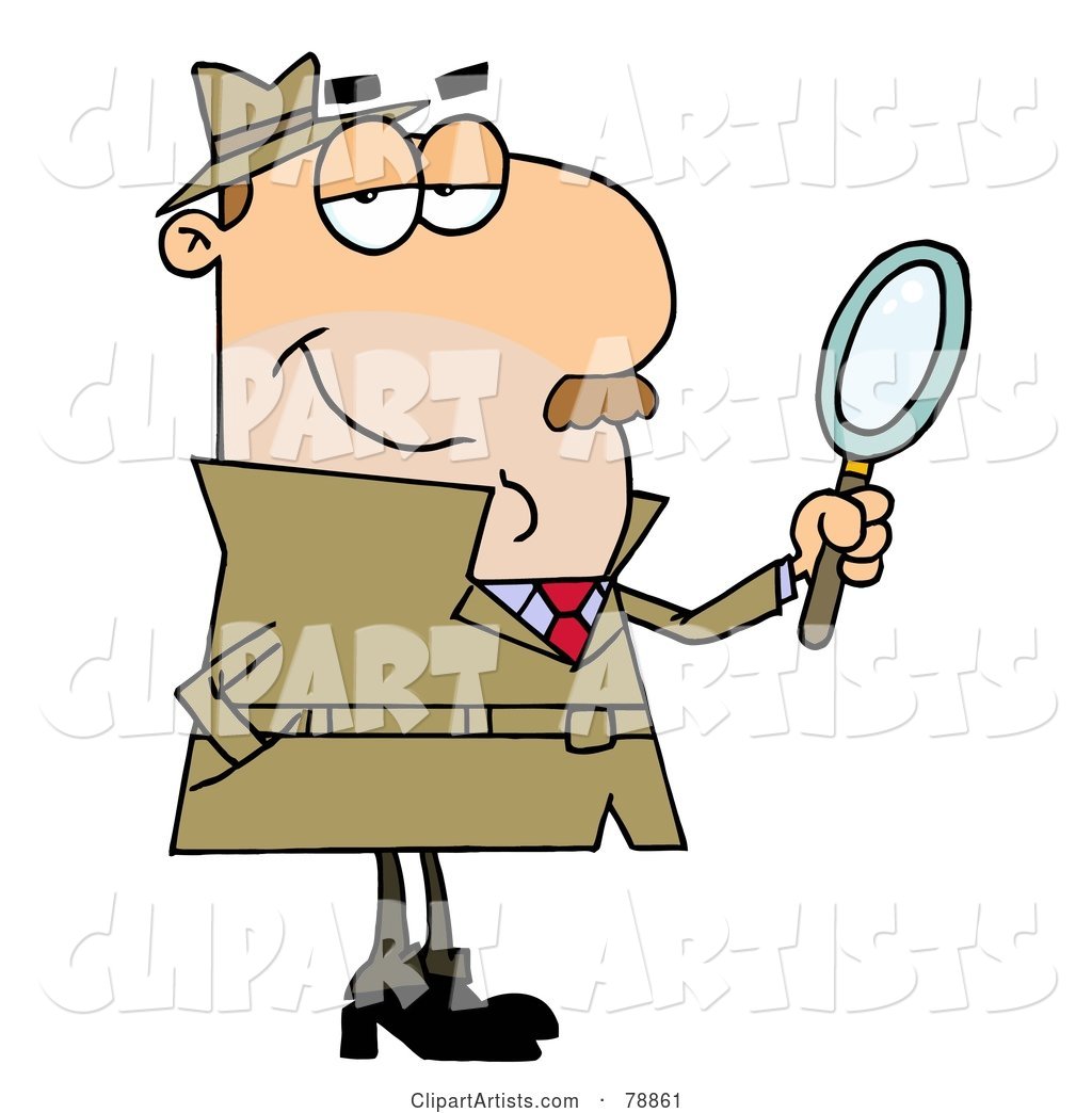 Caucasian Cartoon Detective Man