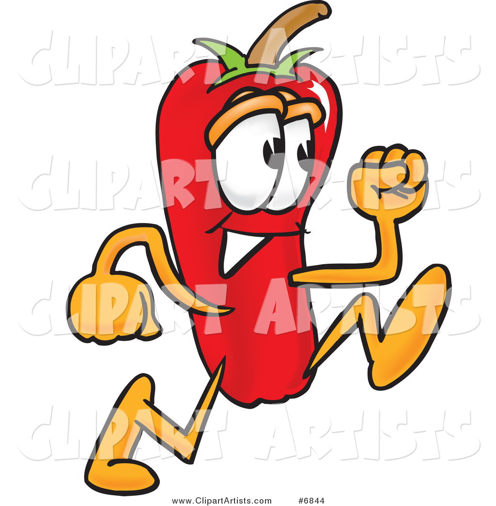 Chili Pepper Mascot Cartoon Character Running