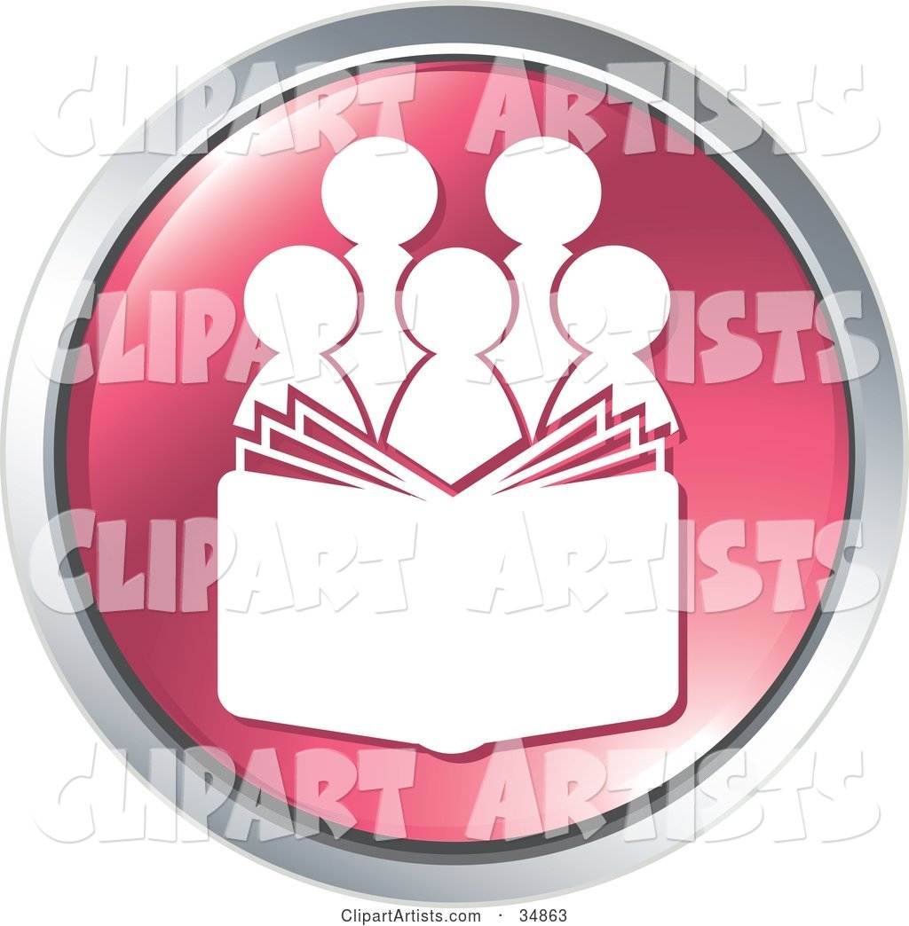 Choir with a Music Book or People Reading a Bible on a Pink Website Button