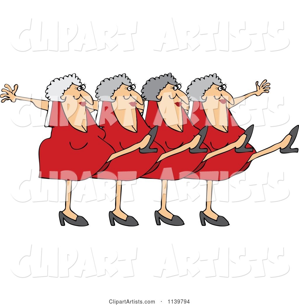 Chorus Line of Old Ladies Dancing the Can Can