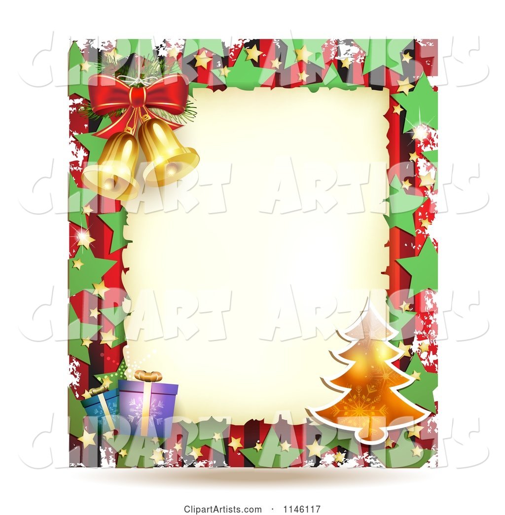 Christmas Frame with Gifts a Tree and Bells