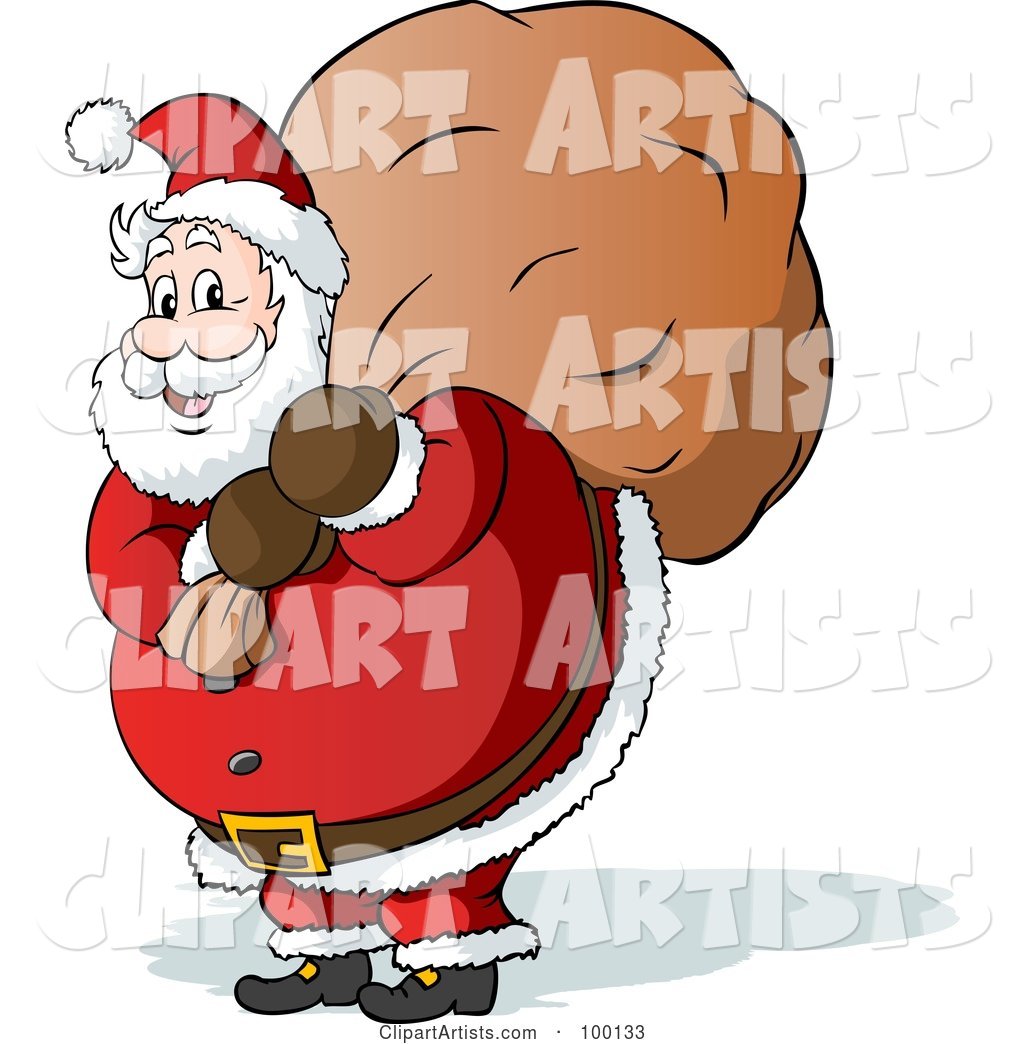 Chubby St Nicholas Carrying a Christmas Toy Sack