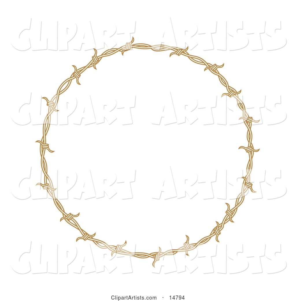 Circular Border Frame of Barbed Wire over a White Background