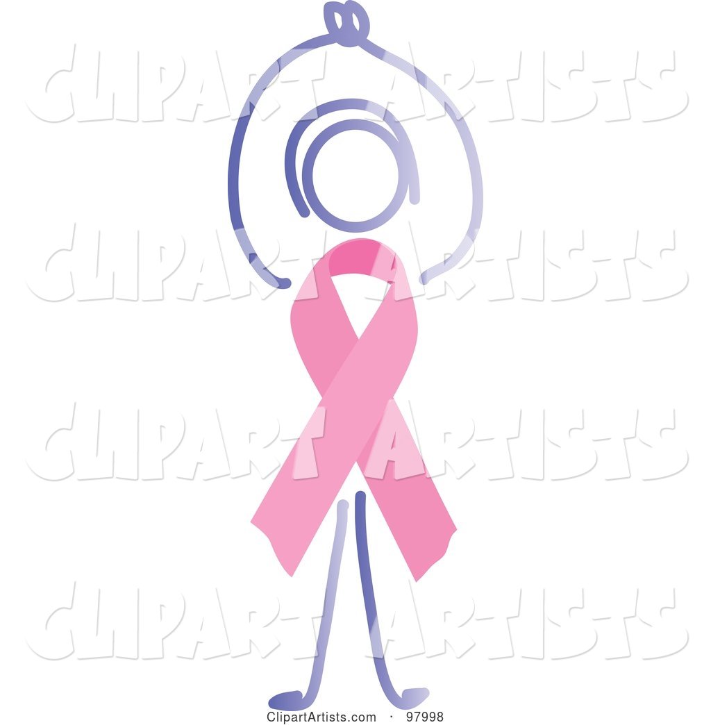 Clapping Woman with a Breast Cancer Awareness Ribbon Body