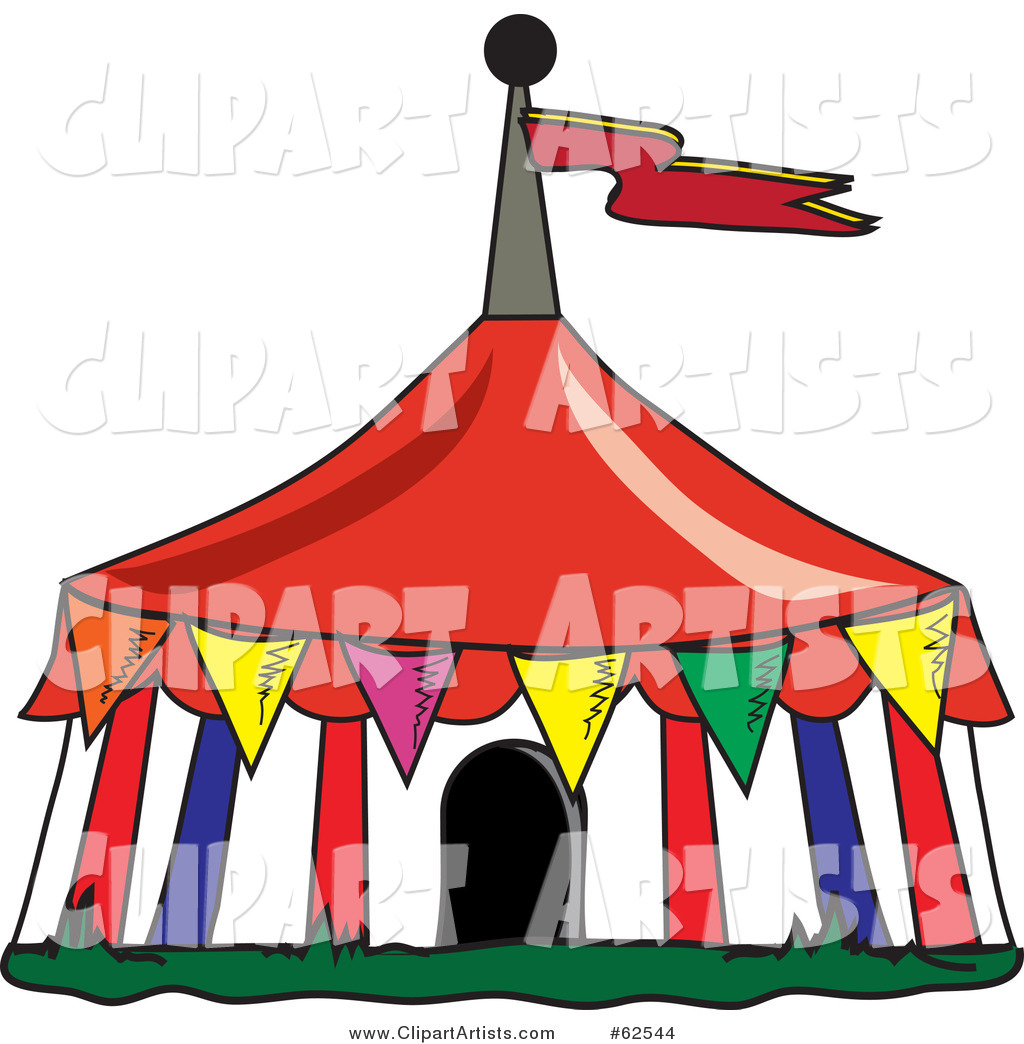 Colorful Flags Around a Big Top Circus Tent
