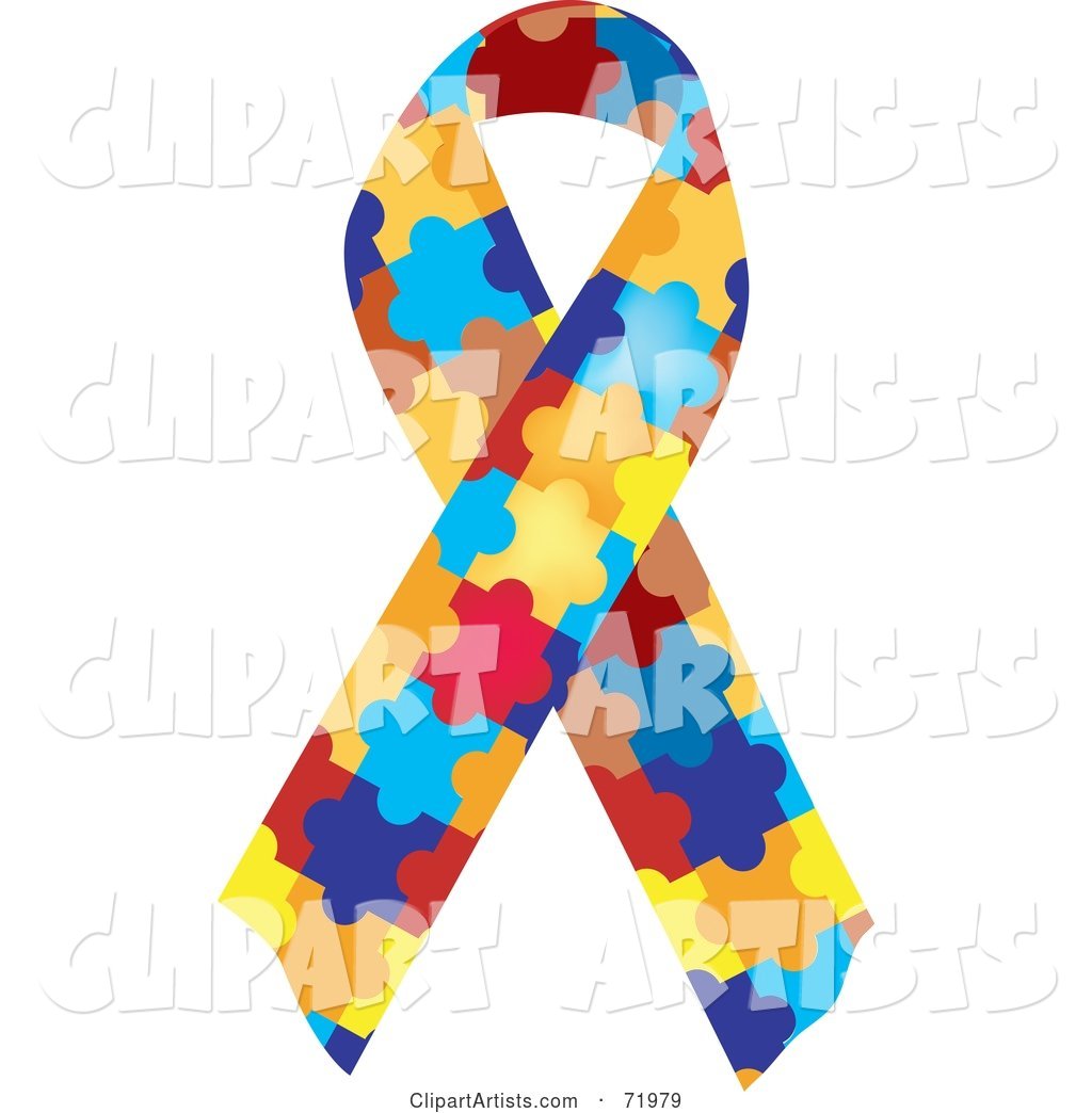 Colorful Jigsaw Puzzle Piece Autism Awareness Ribbon