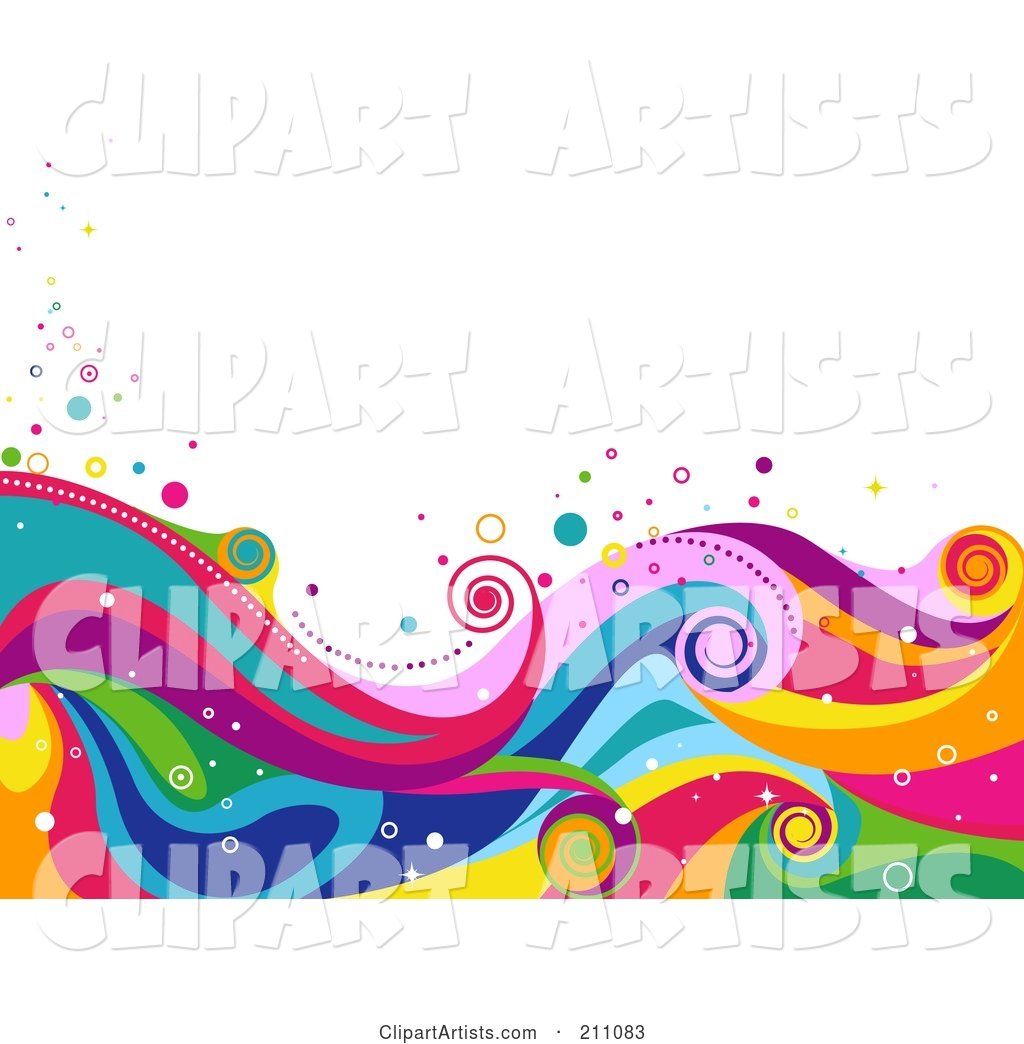 Colorful Swirly Wave Background over White - 5