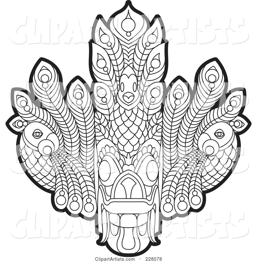 Coloring Page Outline of a Sri Lankan Devil Dancing Mask