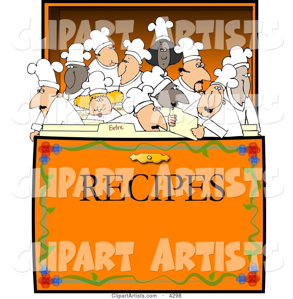 Concept: Chef's & Cooks in a Recipe Box Clipart