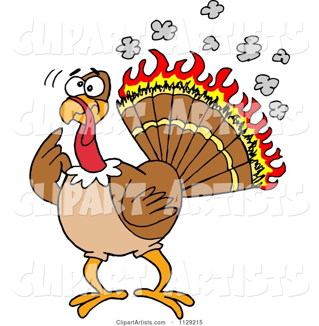 Confused Thankgiving Turkey Bird with Burning Feathers