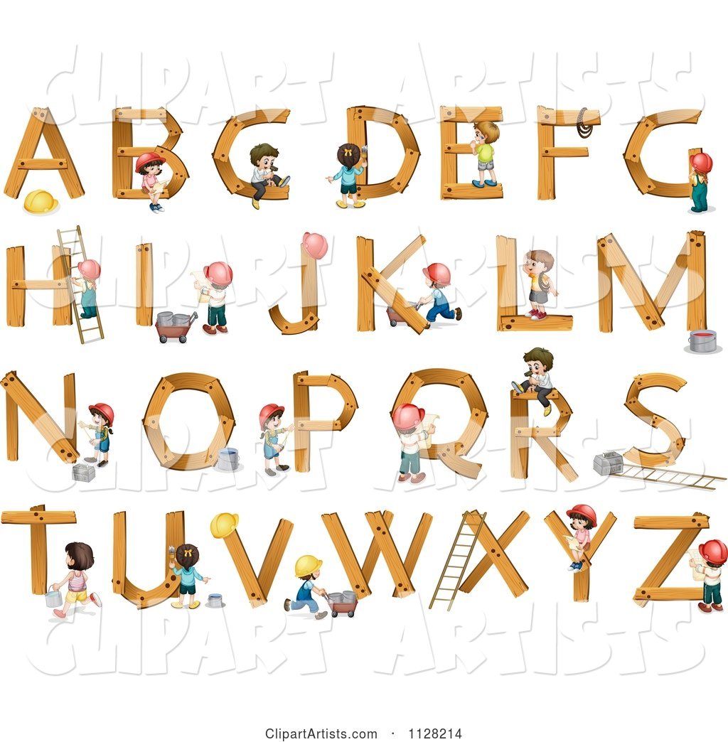 Construction Children Building Wooden Letters