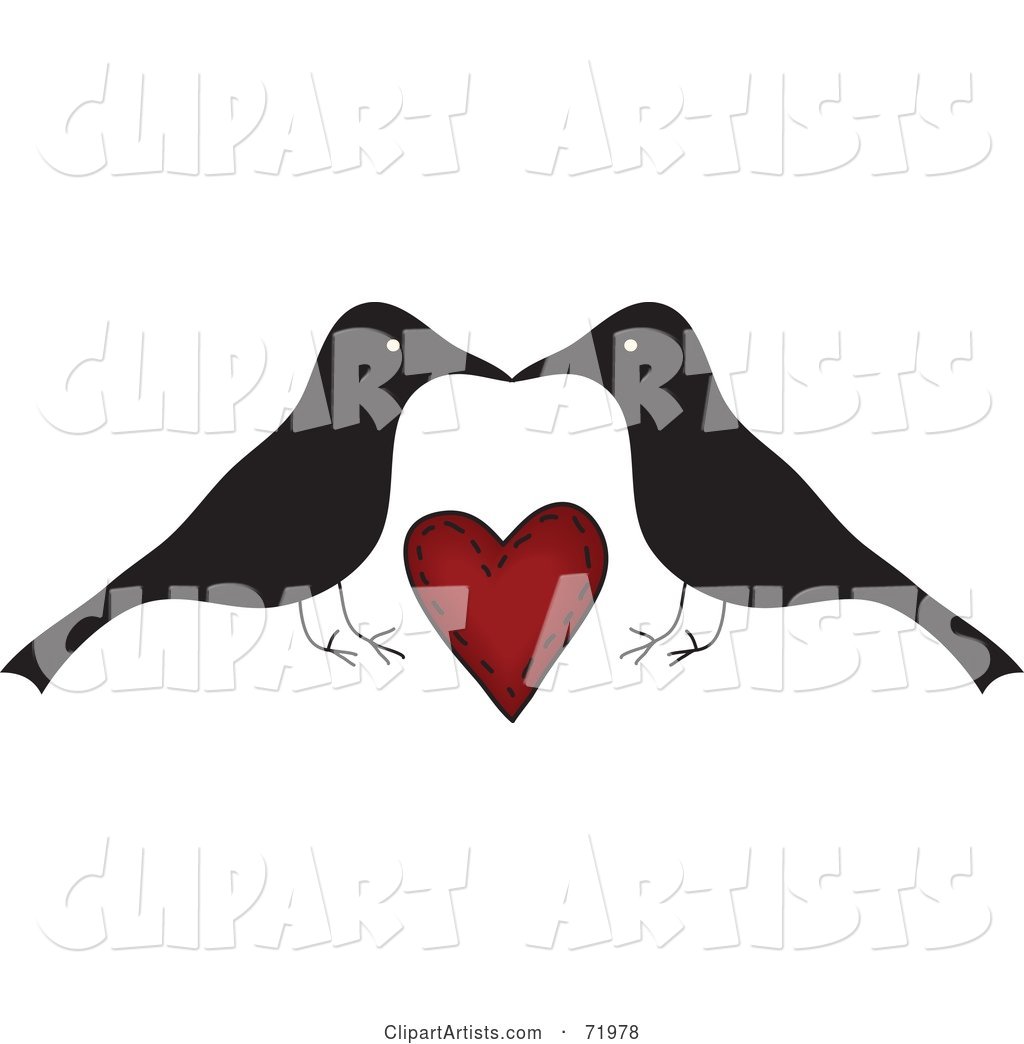 Crow Couple over a Red Heart