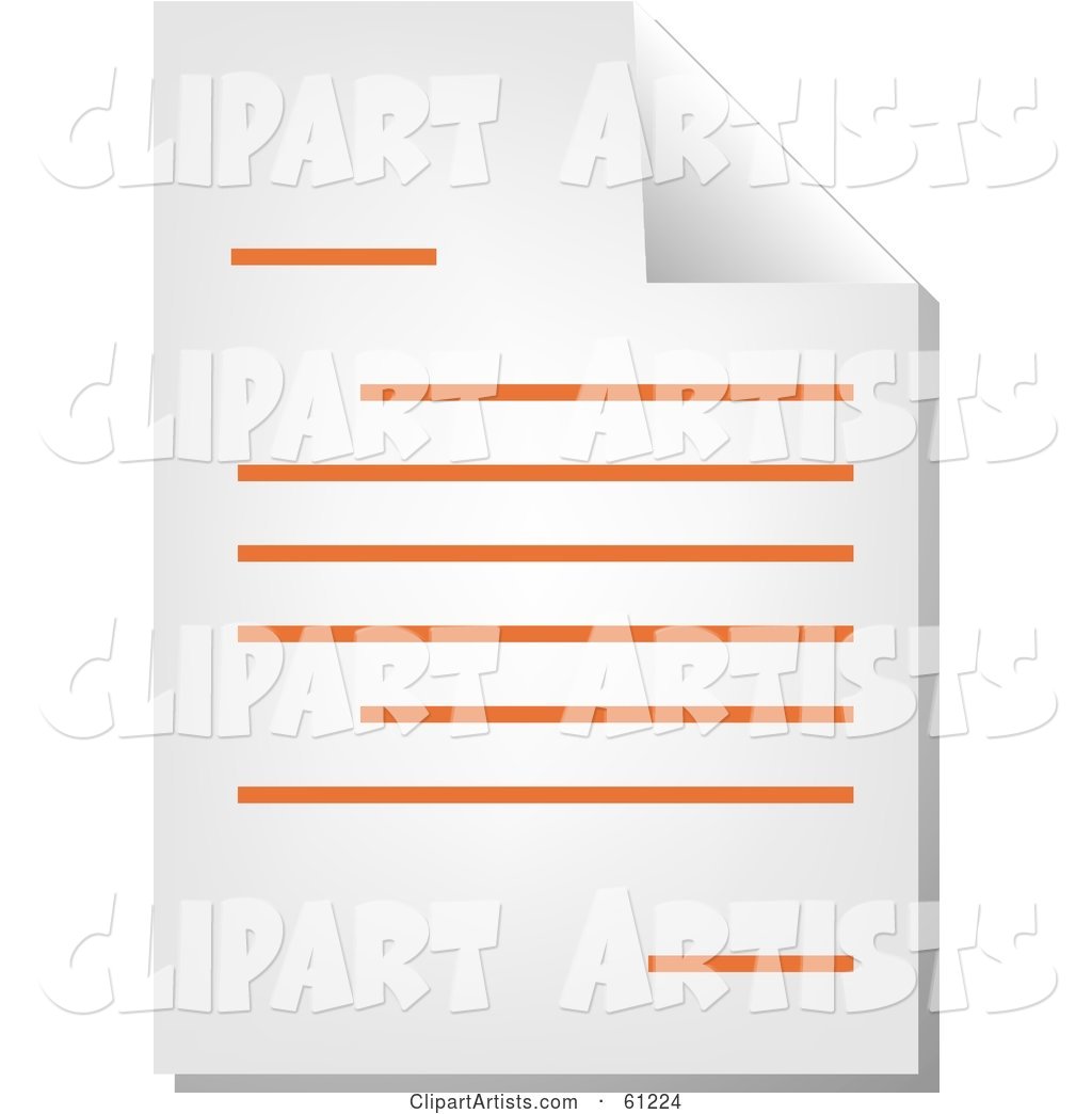 Curling Page of an Orange Word Business Document - Version 2