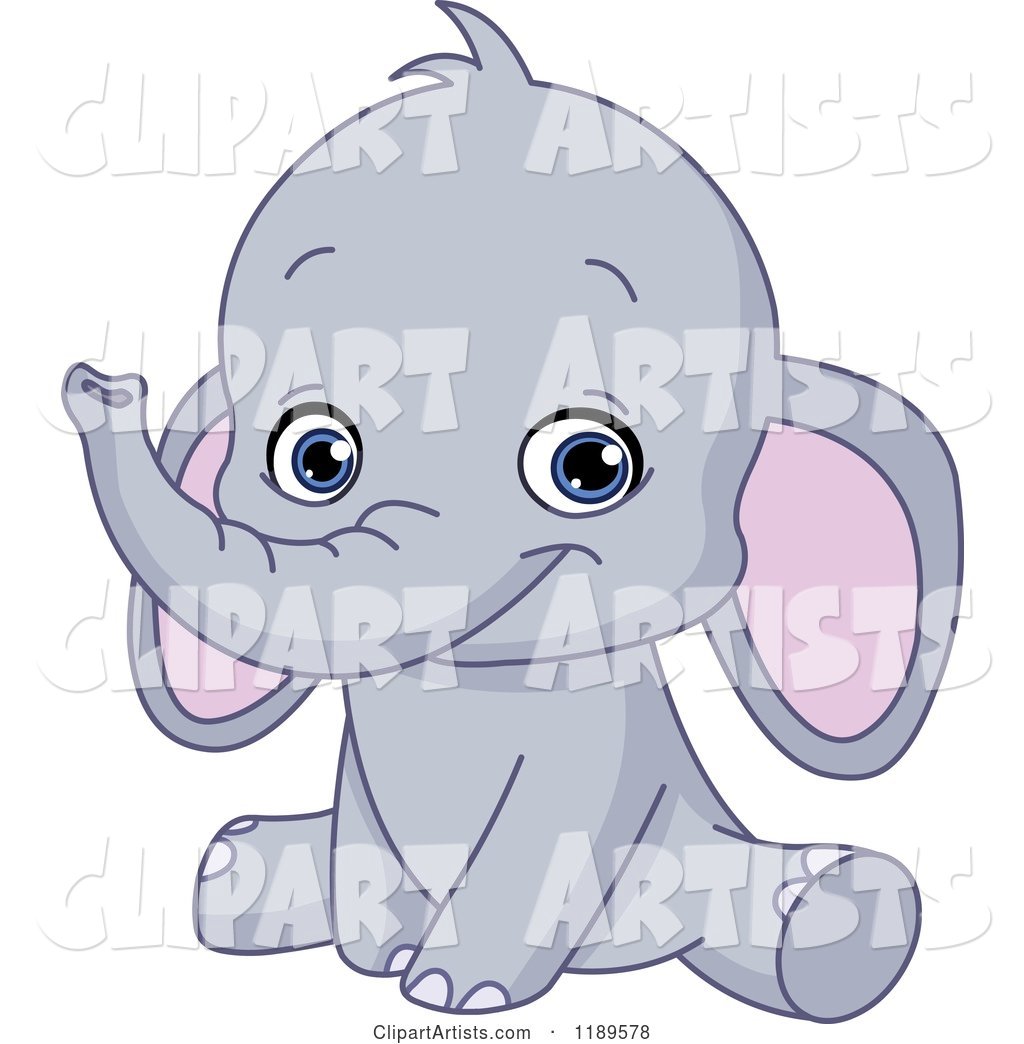 Cute Baby Elephant Sitting and Smiling