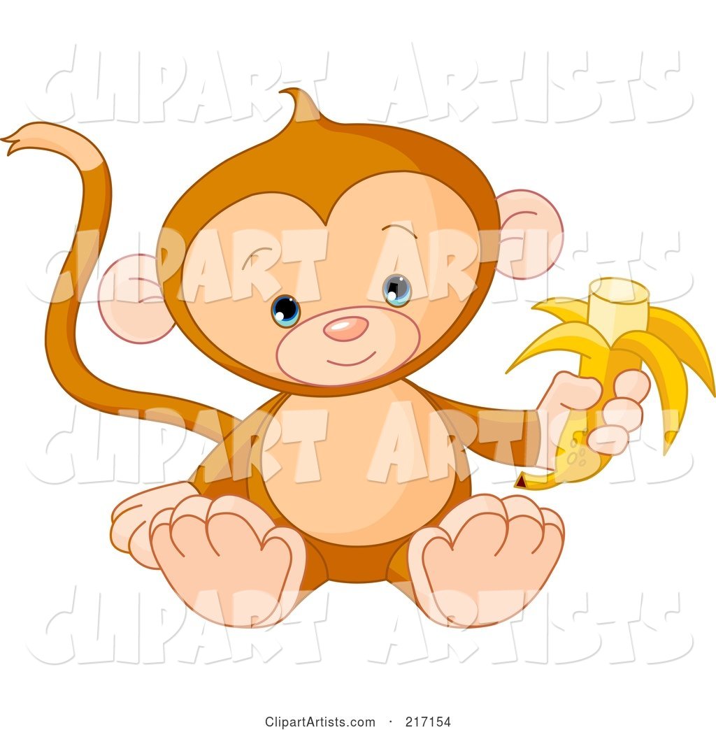 Cute Baby Monkey Holding a Banana