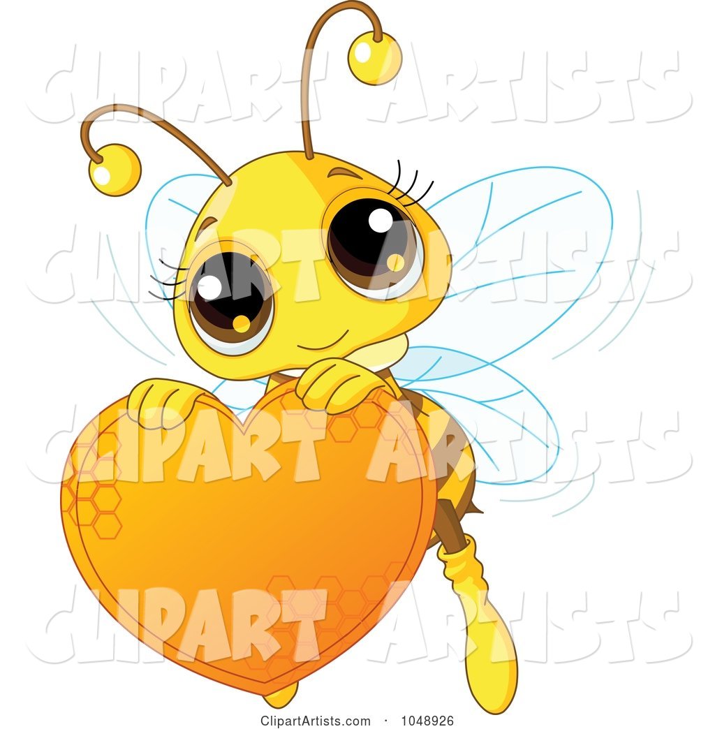 Cute Bee Holding a Honey Valentine Heart