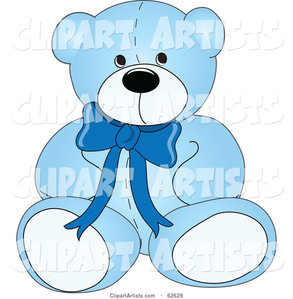 Cute Blue Teddy Bear with a Neck Bow