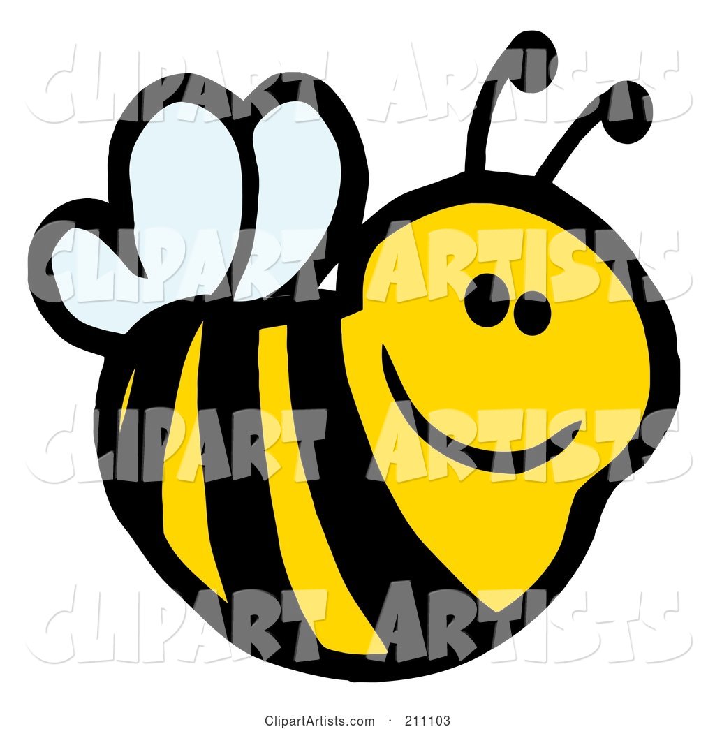 Cute Cartoon Smiling Bee