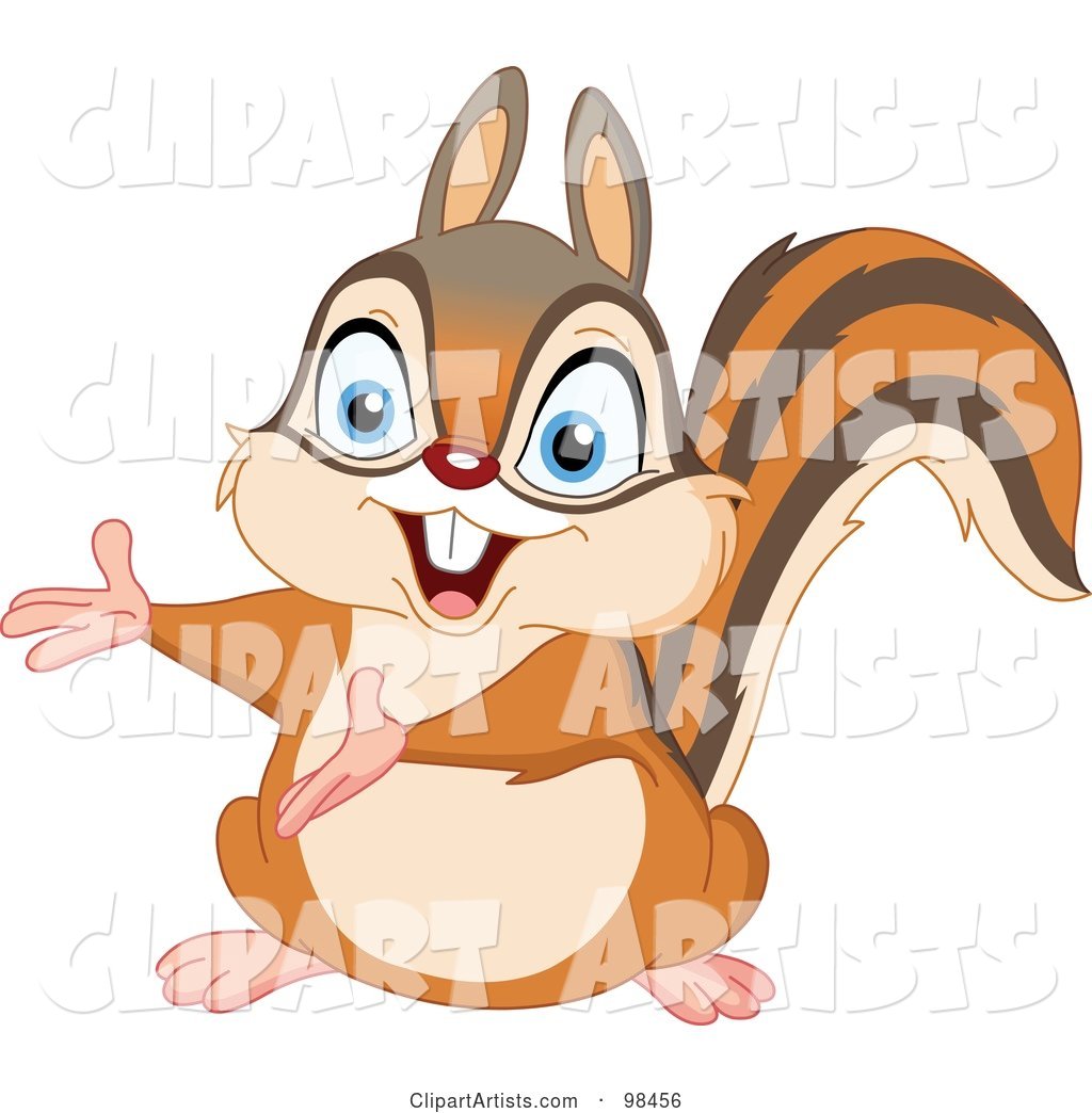 Cute Squirrel or Chipmunk Presenting with His Arms