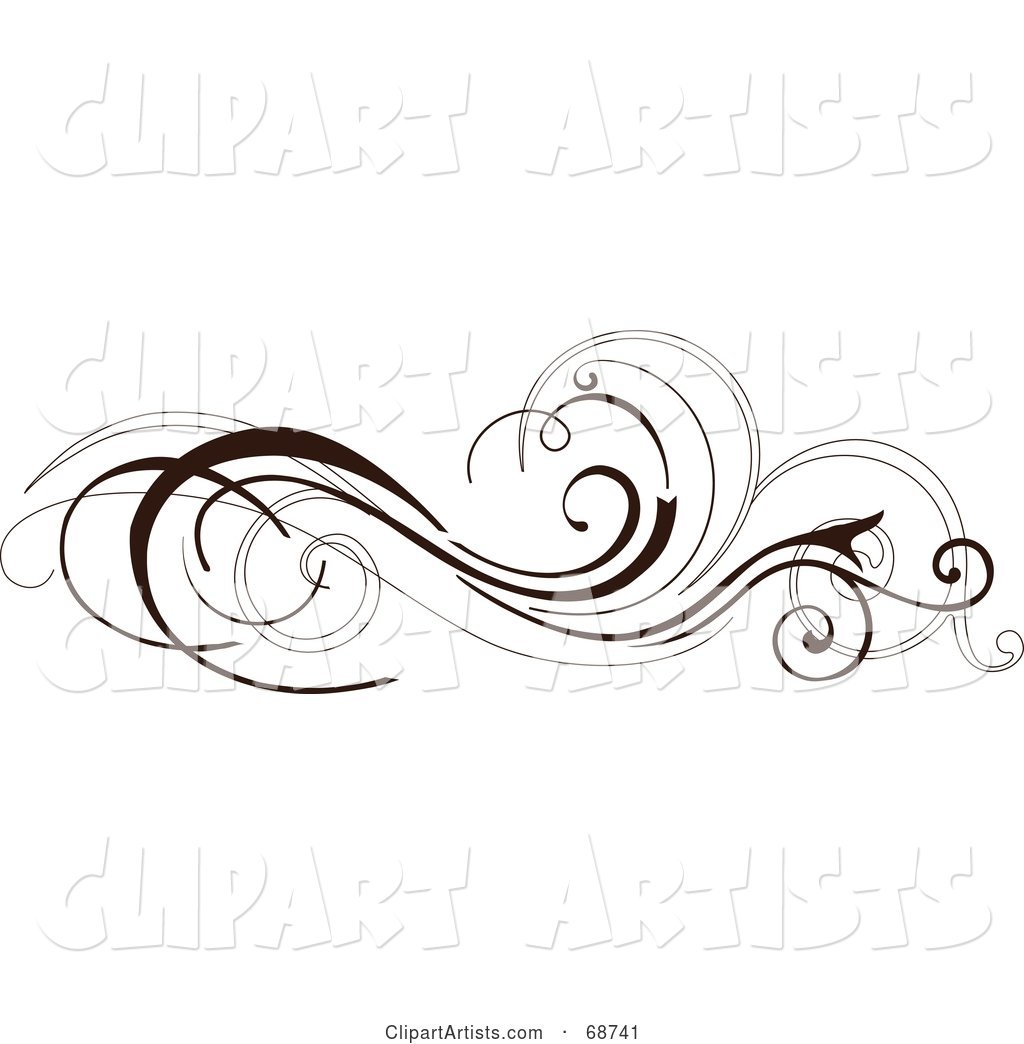 Dark Brown Floral Scroll Design Element - Version 5