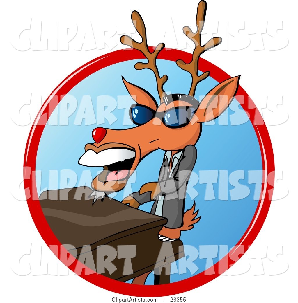 Deer with Antlers, Resembling Ray Charles, Wearing Shades, Playing a Piano and Singing