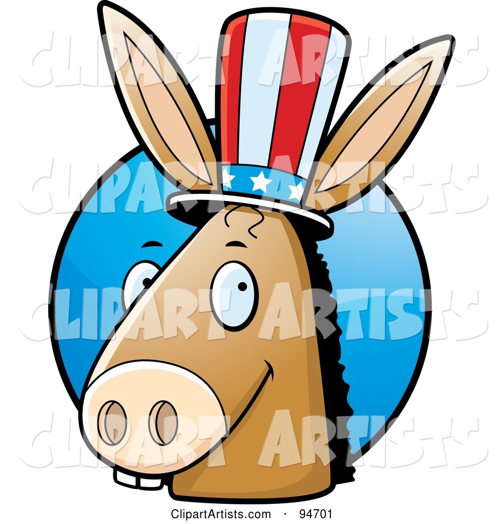 Democratic Donkey Head in Front of a Blue Circle