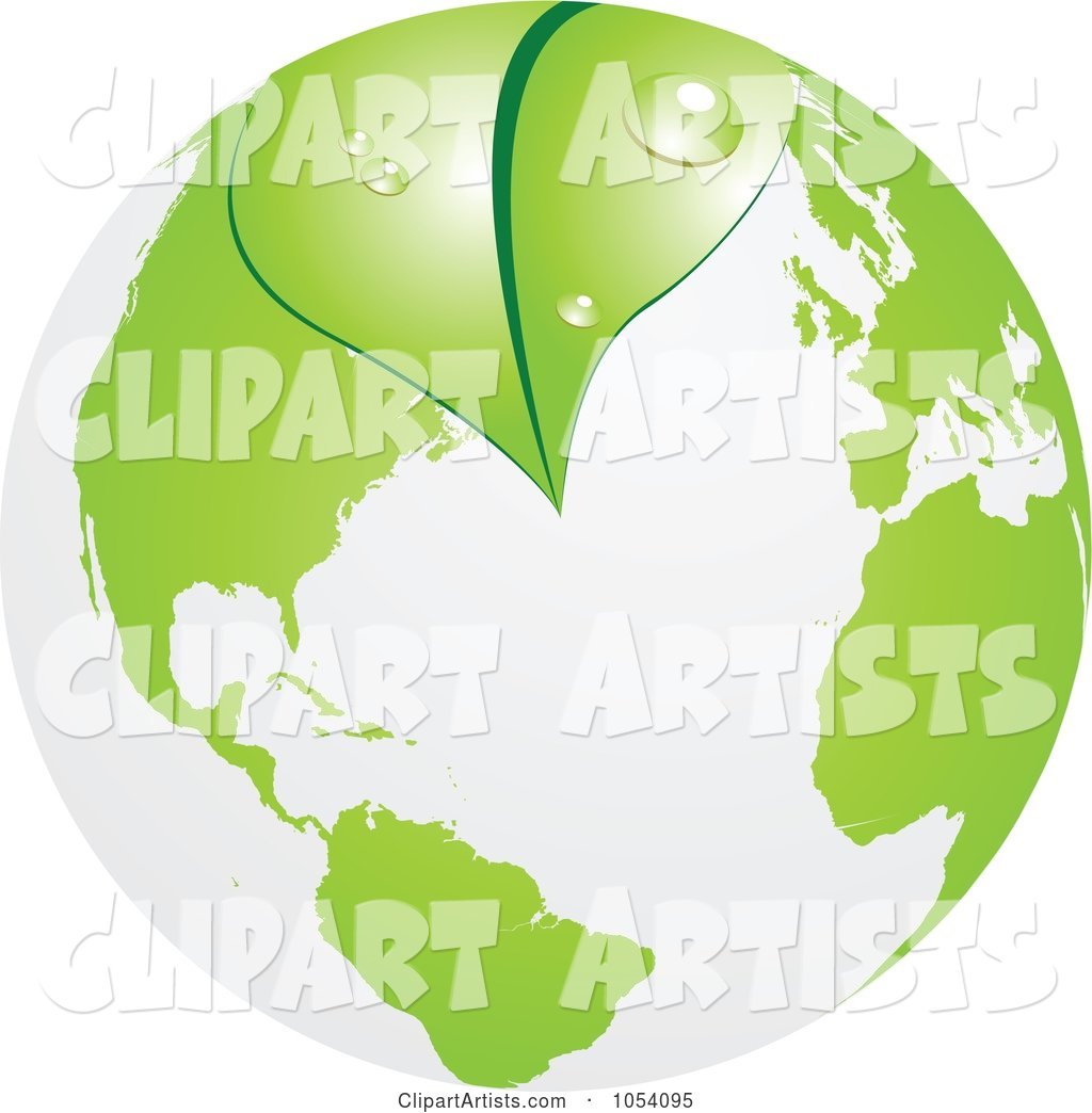 Dewy Green Leaf Overlapping Earth