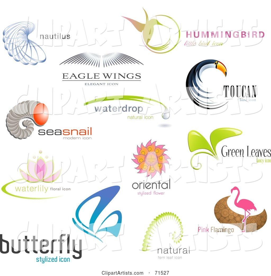 Digital Collage of Bird and Other Misc Logo Icons