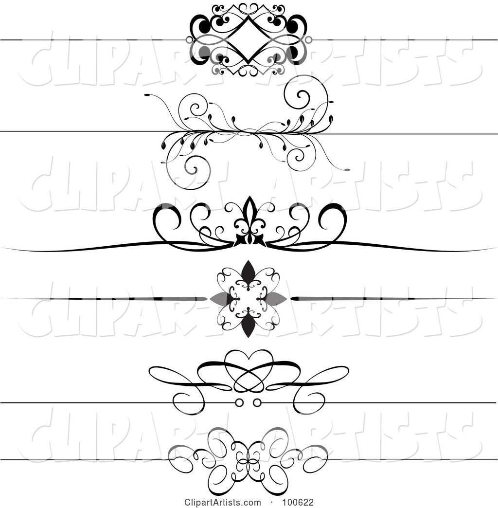 Digital Collage of Black and White Decorative Header Rules
