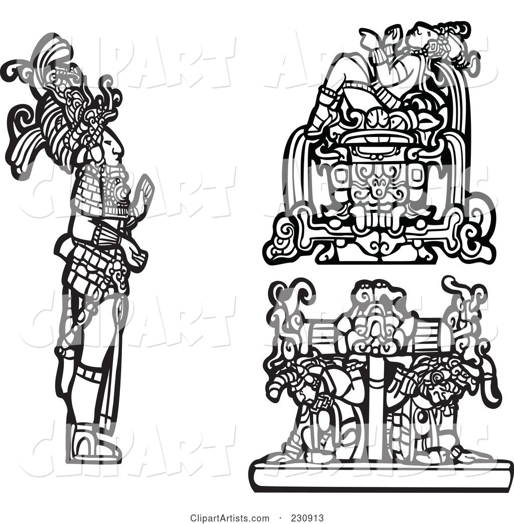 Digital Collage of Black and White Mayan Kings and Slaves