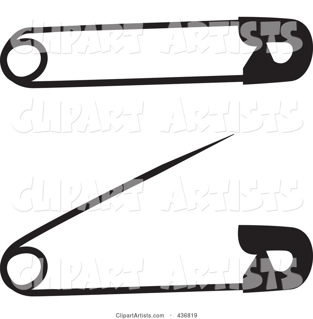 Digital Collage of Black and White Safety Pins