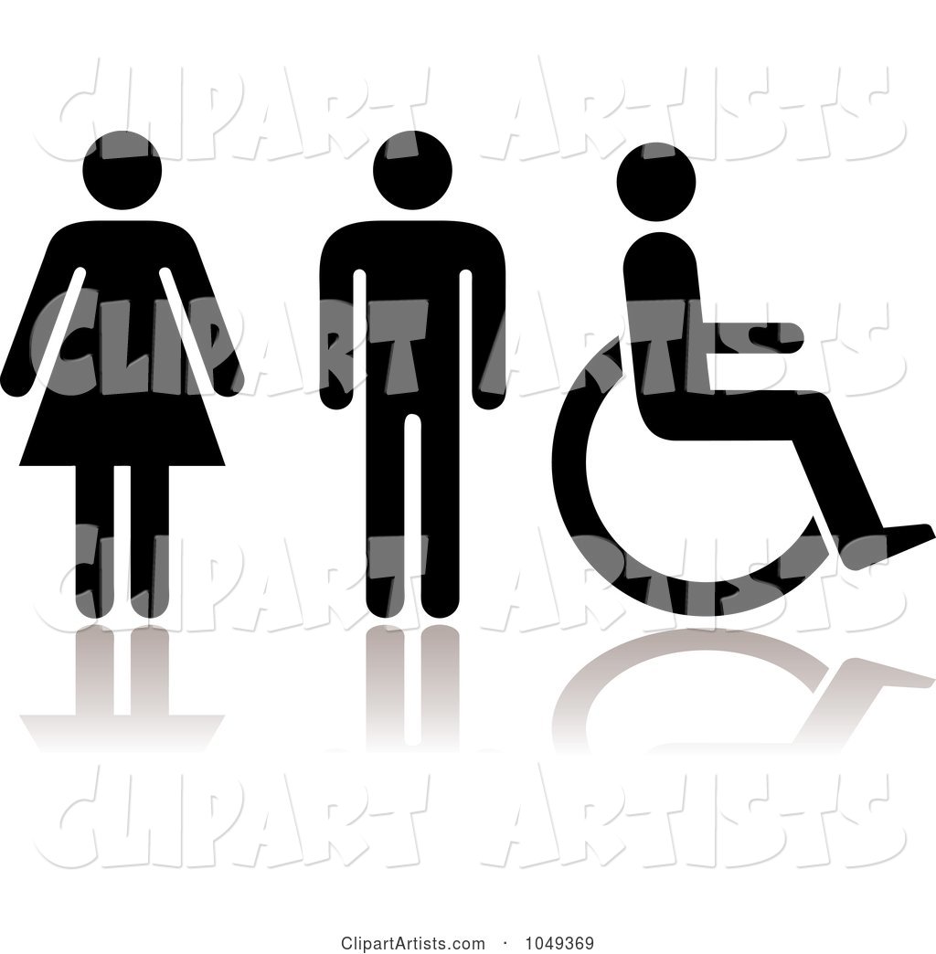 Digital Collage of Black Women, Men and Handicap Restroom Symbols with Reflections