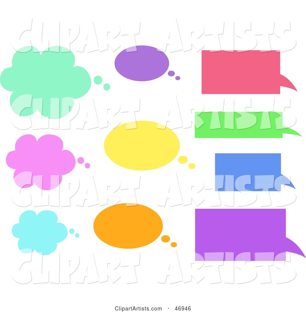 Digital Collage of Cloud, Oval and Rectangle Shaped Text Balloons