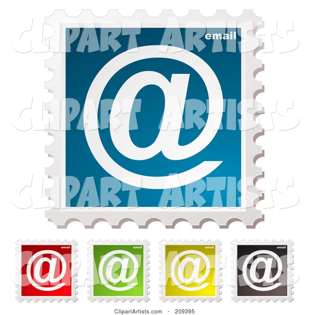 Digital Collage of Colorful Email Postage Stamps