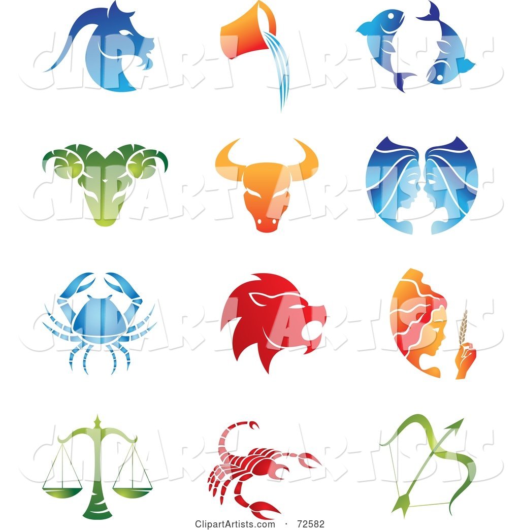 Digital Collage of Colorful Horoscope Icons