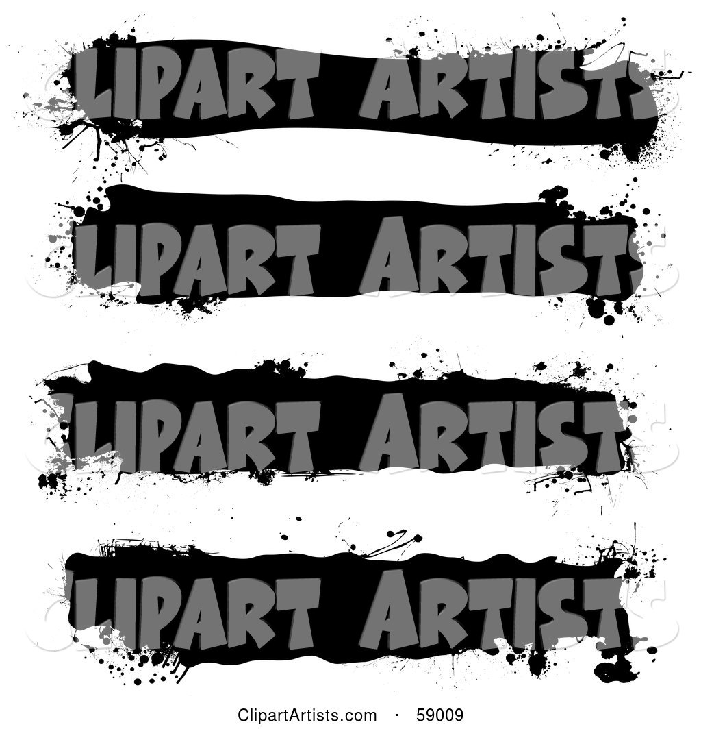 Digital Collage of Four Black Splatter Grunge Banners