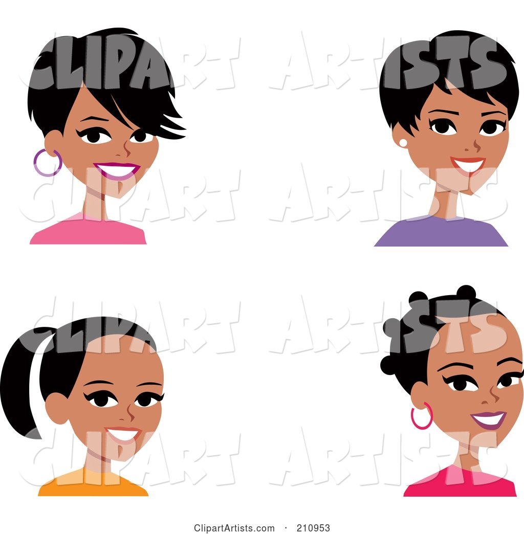 Digital Collage of Four Black Women Avatars